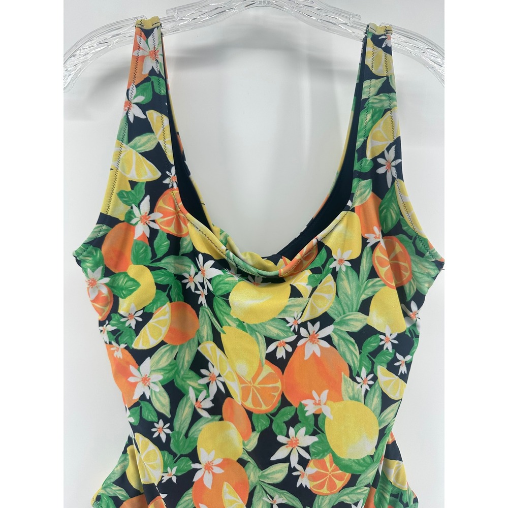 Old Navy Citrus Lemon Orange Print Twist Back One‎ Piece Swimsuit XL Navy Blue - Picture 13 of 13